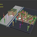 Cartoon City Scene With Wind Turbines Green Park And Modern Buildings