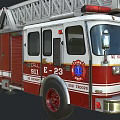 Red and White Fire Truck with Extended Ladder for Emergency Rescue Operations