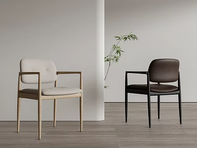 Minimalist Accent Chairs With Light And Dark Hues Wooden Frames For Modern Indoor Space 3d model