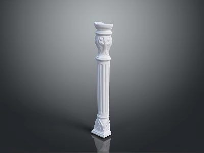 Scenic View Featuring White Ornate Classical Column With Intricate Carvings And Reflection 3d model