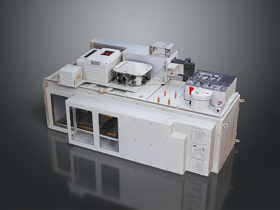 White Industrial Equipment Unit with Control Panel Drawers and Instrument Modules 3d model