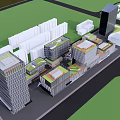 Modern Office Building Complex With Green Roofs And Urban Layout Design 3d model