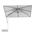 Garden Landscape With Outdoor White Canopy Umbrella And Brown Metal Stand