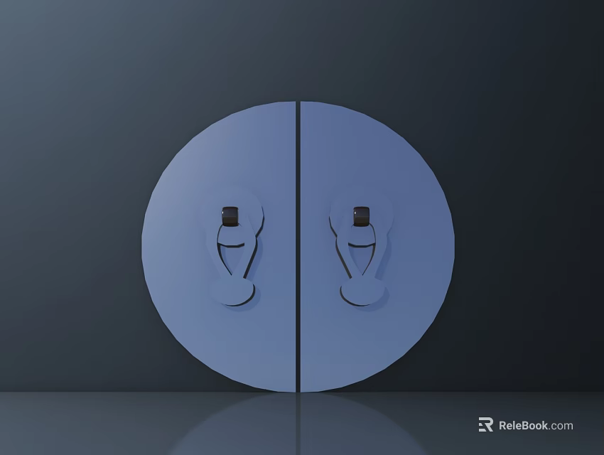 Sleek Modern Door Handles On Circular Double Doors With Simple Design 3d model 