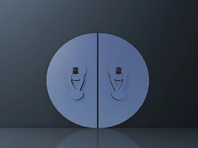 Sleek Modern Door Handles On Circular Double Doors With Simple Design 3d model