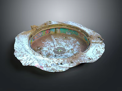 Old Rusted Gate With Colorful Graffiti And Damaged Edges Surface 3d model