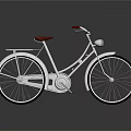 Vintage White Bicycle with Red Seat Headlight and Reflective Surface Design 3d model