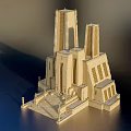 Detailed Architectural Model With Tall Towers And Multi Level Stone Structure Design