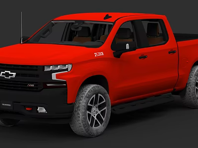 Red Chevrolet Z71 Pickup Truck with Double Cab Black Accents and Off Road Tires 3d model