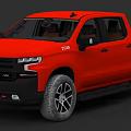 Red Chevrolet Z71 Pickup Truck with Double Cab Black Accents and Off Road Tires