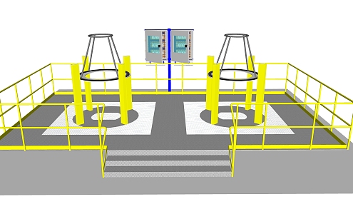 Modern industrial equipment factory cabinet electrical operation platform 3d model