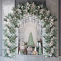 Commercial Festive Display Equipment With Greenery Arch And Gift Arrangements For Retail Stores