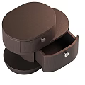 Modern Round Wooden Bedside Table With Drawer And White Knob For Bedroom Design