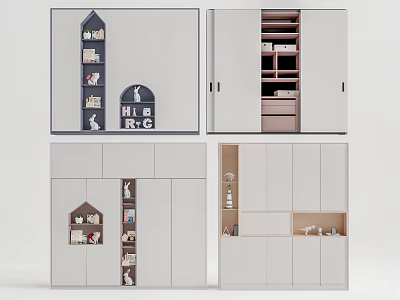 Modern Wardrobe Design With Multiple Shelves Drawers And Open Storage Compartments 3d model