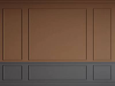 Brown And Gray Wainscoting Design With Distinct Lines And Rectangular Panels 3d model