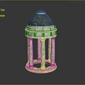 Classical Stone Architecture With Dark Dome Tall Columns And Decorative Base 3d model