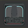 Cartoon Style Futuristic Tower With Red Wavy Structure And Blue Accent Lights