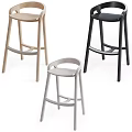 Modern Design Bar Stools In Light Wood Black And White Colors