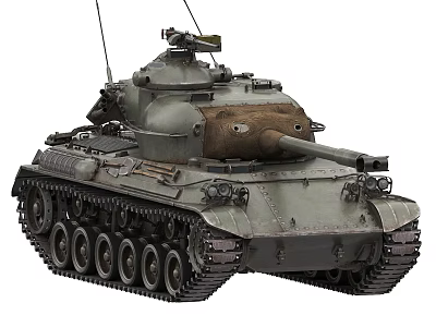 Vintage Military Tank With Turret Gun Barrel Tracks And Antenna 3d model
