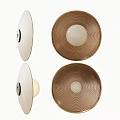 Elegant Gold Circular Wall Lamp With Striped Design And White Bulb