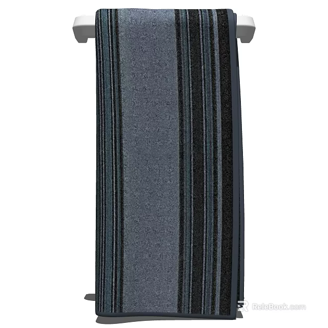 Absorbent Soft Cotton Towel With Dark Gray And Black Vertical Stripes For Bathroom Use 3d model 