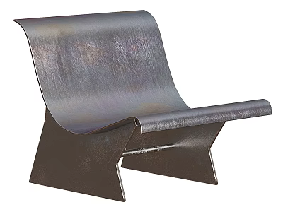 Modern Metallic Curved Leisure Chair With Unique Design Sleek Structure And Sturdy Base 3d model