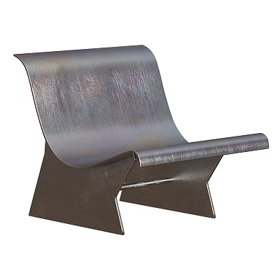Modern Metallic Curved Leisure Chair With Unique Design Sleek Structure And Sturdy Base 3d model