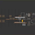 Industrial Workshop Setup With Metal Shelves Cardboard Boxes Bottles And Machinery