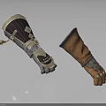 Ancient Weapon Decorative Gauntlet With Metal Accents And Leather Combat Glove