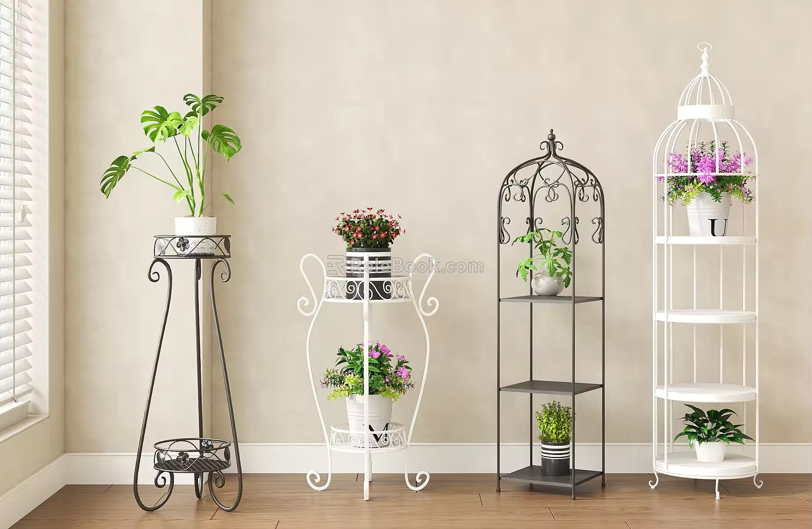 American-style Iron Flower Rack Flower Display Decorative Rack Flower Pot Rack Multi-layer Birdcage Storage Rack 3d model