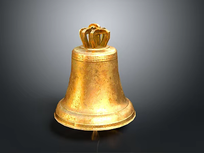 Exquisite Golden Bell Shaped Sculpture With Crown Decoration On Top 3d model