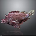Unique Pink Patterned Fish With Intricate Textured Body Against Dark Background 3d model