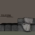 Gray Sectional Sofa with Beige Blanket against Light Colored Wall by POLIFORM 3d model