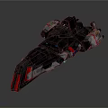 Sci-Fi Futuristic Spaceship With Complex Structure And Black Red Blue Accents 3d model
