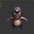 Cartoon Beaver Character With Red Brown Fur Big Red Nose And Open Arms