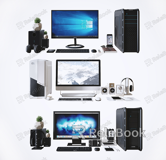 Modern computer desktop computer office desktop furnishings combination model