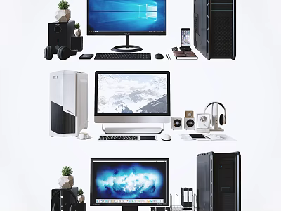Complete Modern Desktop Computer Setup With Monitor CPU Tower Keyboard Mouse And Accessories 3d model