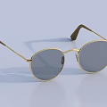Round Gold Frame Sunglasses Jewelry Piece With Gray Lenses And Brown Temples