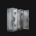 Industrial Style Silver Metal Wardrobe With Open Door And Interior Storage Space