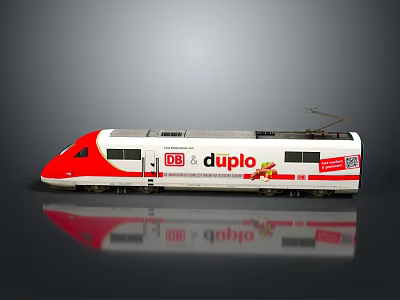 Red and White DB Duplo Electric Train with Brand Logo and Graphic Design 3d model