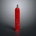 Red Fire Extinguisher With Blue Top Cylinder For Safety Equipment Use
