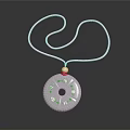 Fashionable Pink Cord Necklace With White Pendant Pink Dots And Pearl Accent