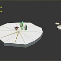 White Octagonal Platform Scene With Miniature People Penguin And Small Circular Platforms On Dark Background 3d model