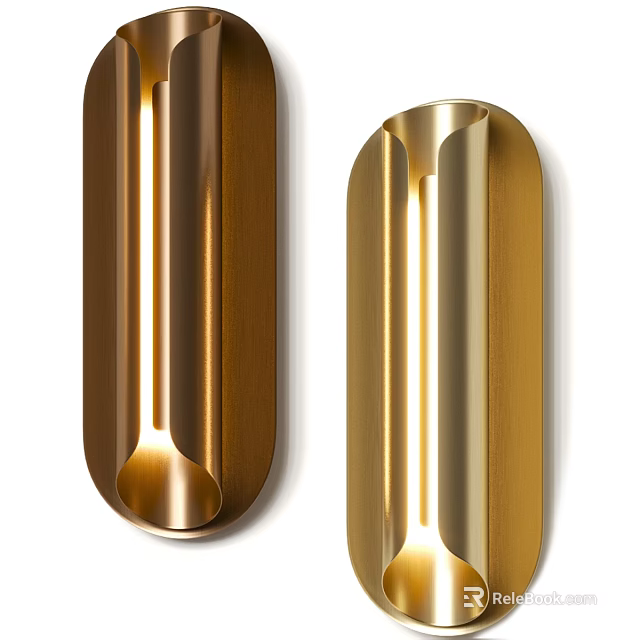Modern Gold Tone Wall Lamps With Sleek Design And Warm Glow 3d model 