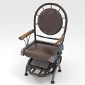 Vintage Style Single Chair With Metal Frame Leather Upholstery Round Backrest And Rolling Wheels