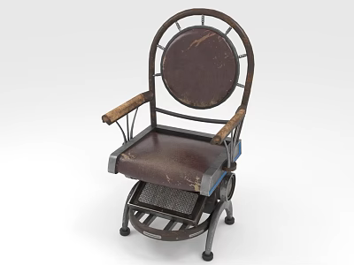 Vintage Style Single Chair With Metal Frame Leather Upholstery Round Backrest And Rolling Wheels 3d model