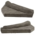 Gray Multi Seater Sofa With Modular Design And Comfortable Velvet Cushions 3d model