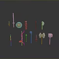Cold weapons Sword Axe Hook Fork Spear Trident Melee Weapon Military 3d model