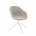 Modern Beige Table and Chair Set With White Trim Swivel Silver Metal Five-Star Base