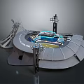 Contemporary Stadium Architectural Design With Circular Structure And Dynamic Lighting Elements 3d model
